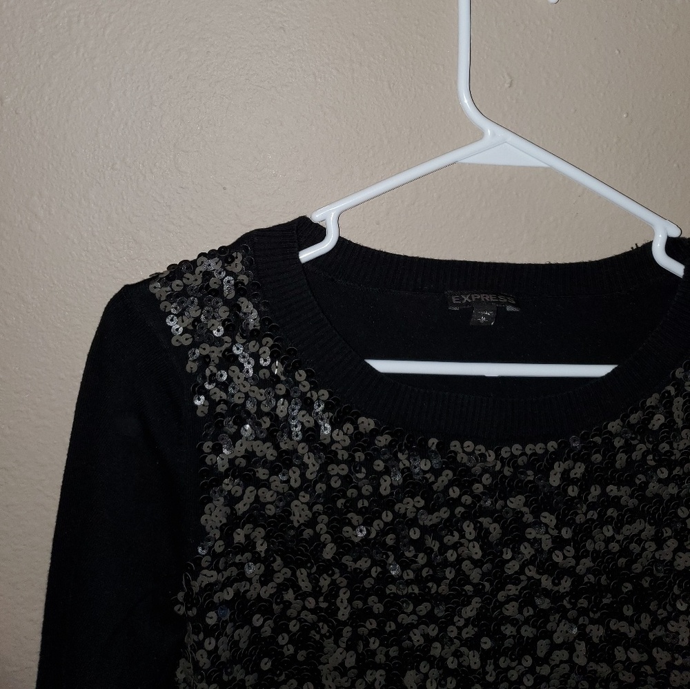Women's M Express Black Sequin Sweater